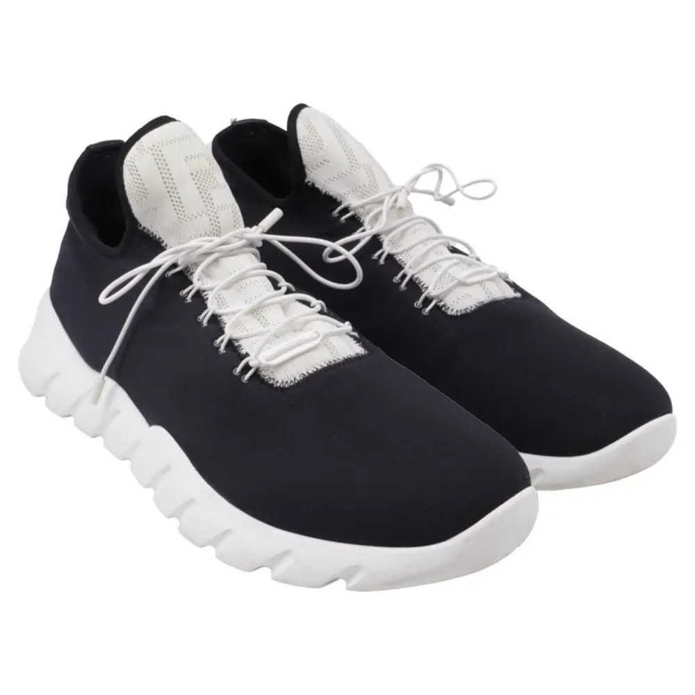 Fendi Low Top Knit Sneakers in Black Neoprene